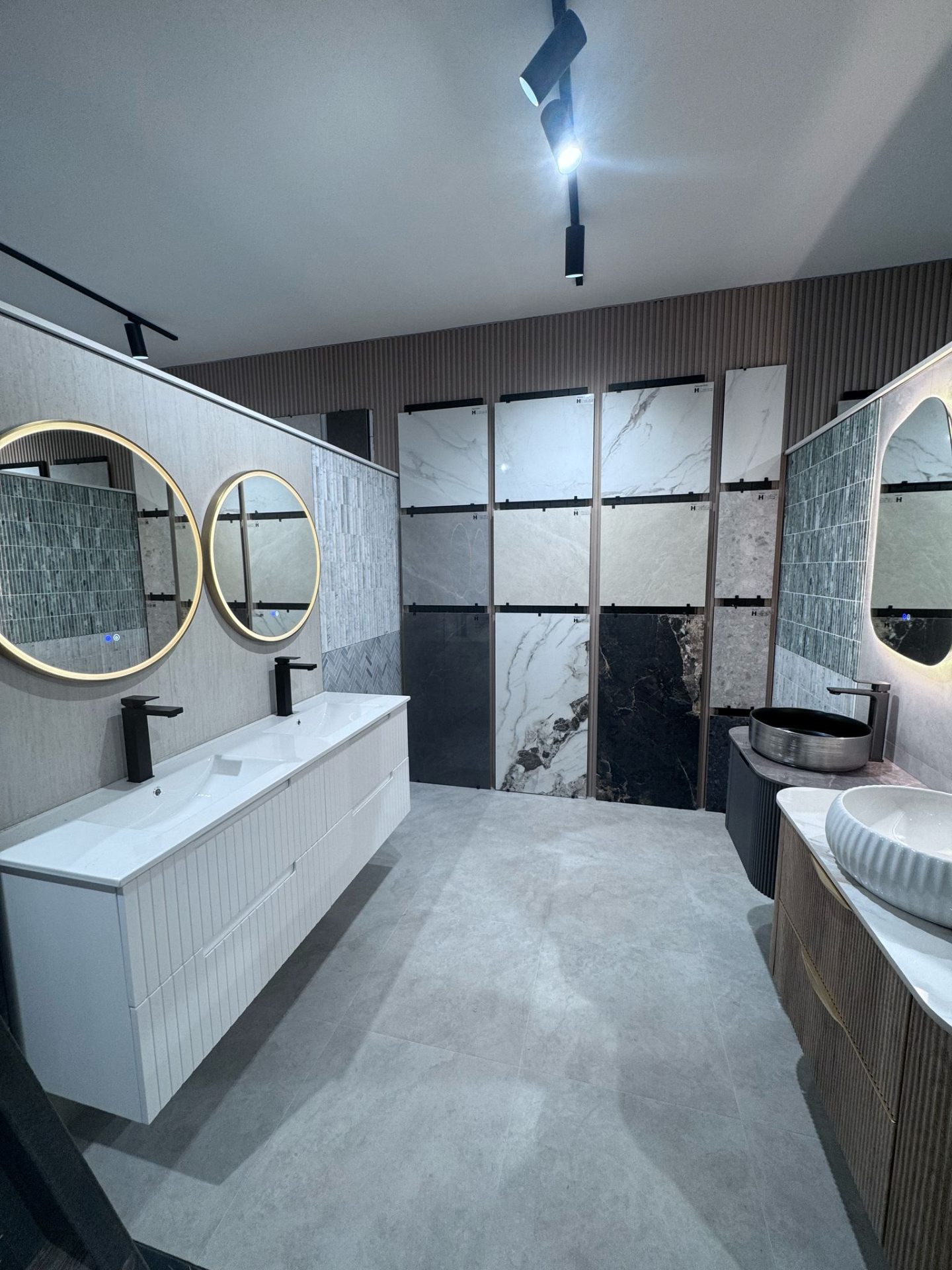 Luxury bathroom tile and vanity showroom display